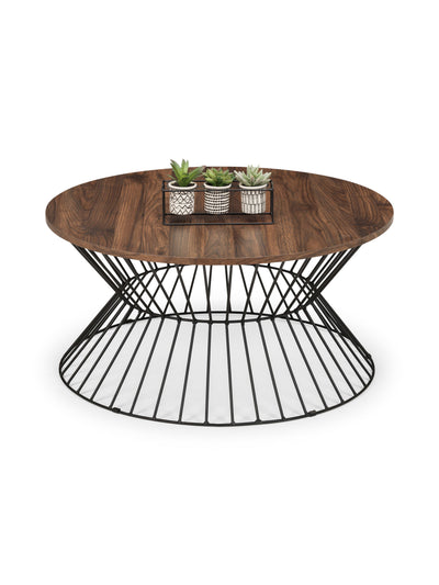 Jersey Round Wire Coffee Table - Walnut