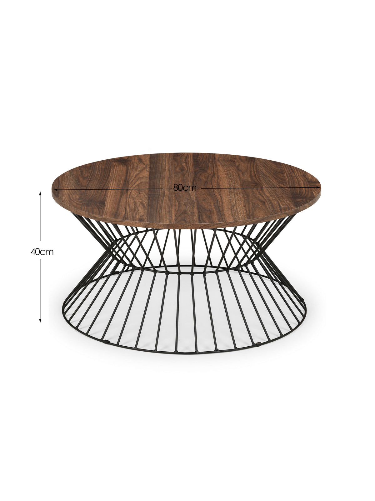 Jersey Round Wire Coffee Table - Walnut
