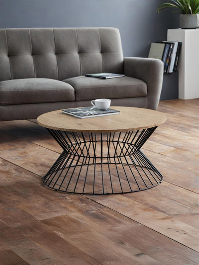 Jersey Round Wire Coffee Table - Euro Oak