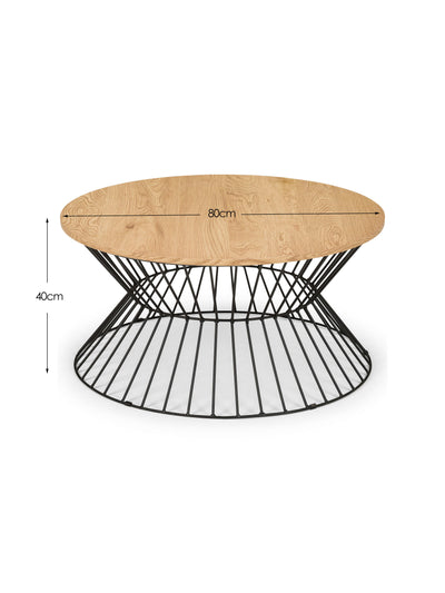 Jersey Round Wire Coffee Table - Euro Oak