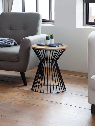 Jersey Round Wire Lamp Table - Euro Oak