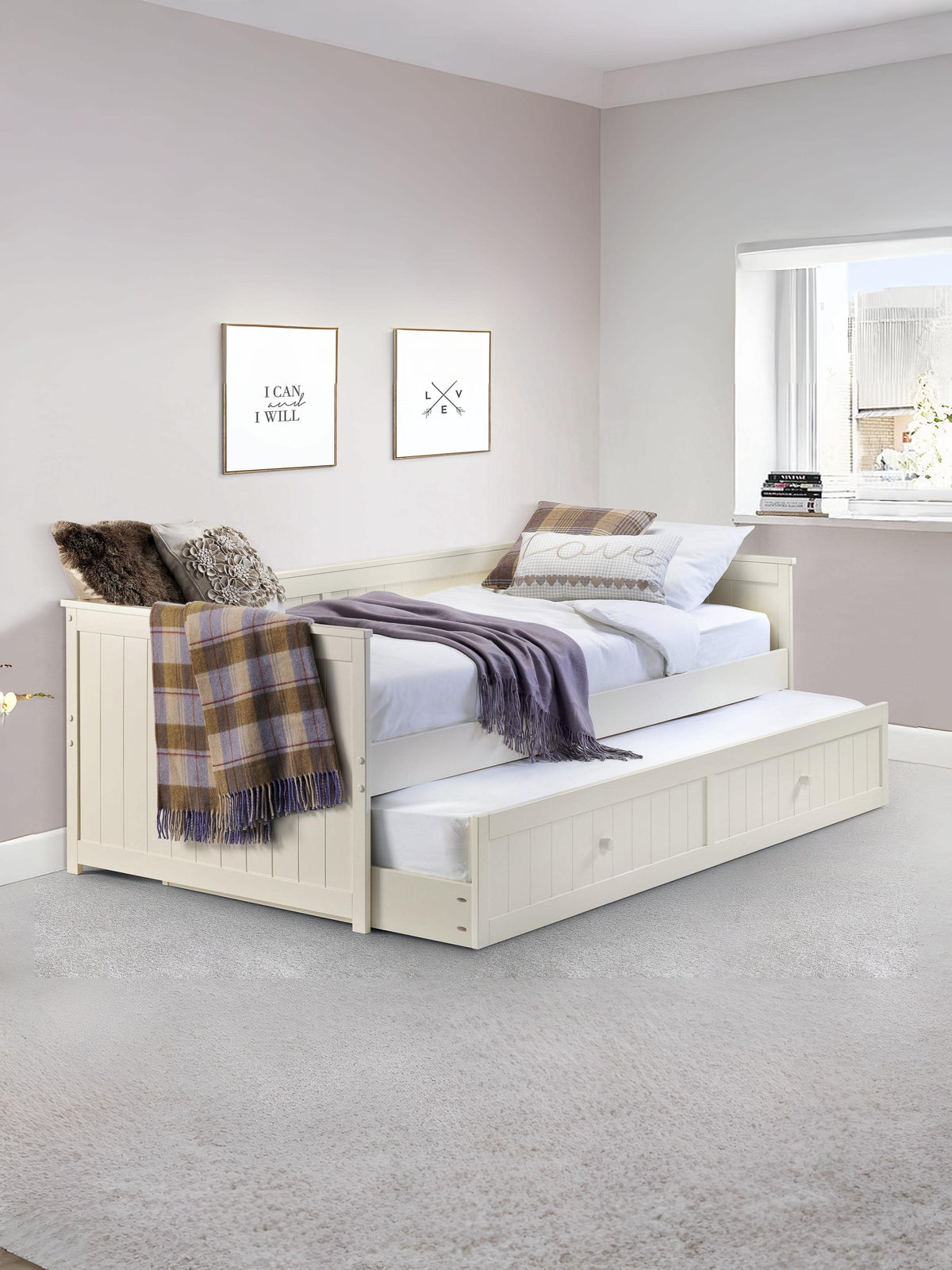Jessica Day Bed & Underbed - Stone White