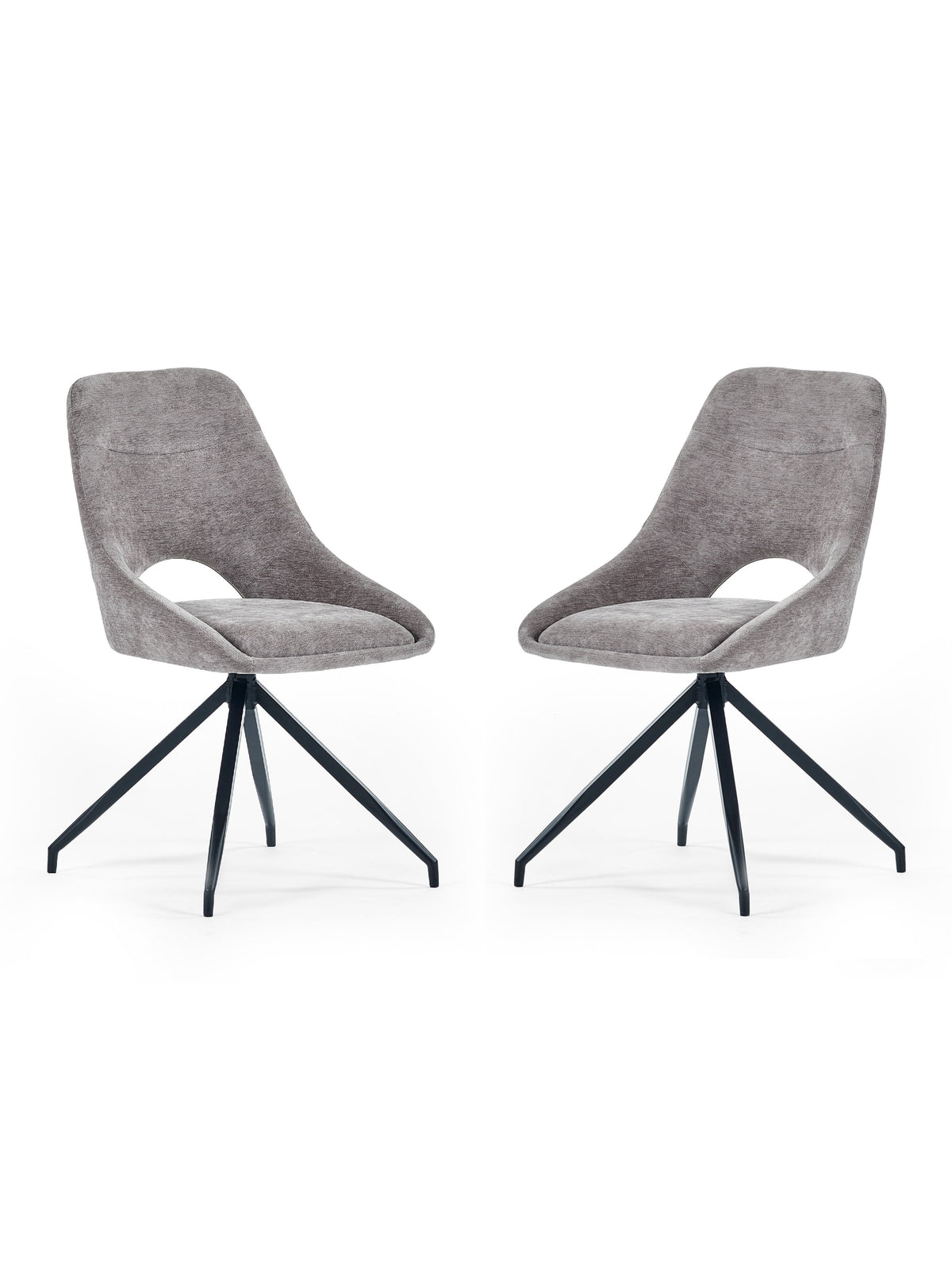 Jonah Grey Chenille Upholstered Dining Chairs (Set of 2)