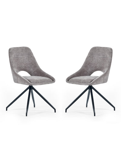 Jonah Grey Chenille Upholstered Dining Chairs (Set of 2)