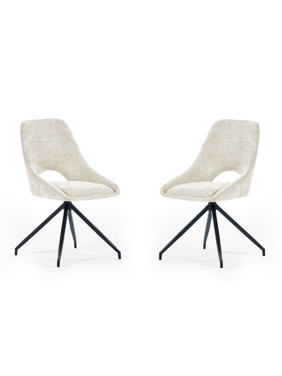 Jonah Cream Chenille Upholstered Dining Chairs (Set of 2)