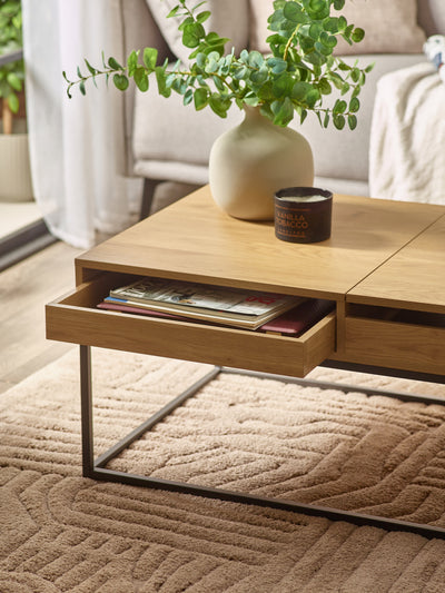 Kade 100cm Oak Effect Rectangular Storage Coffee Table
