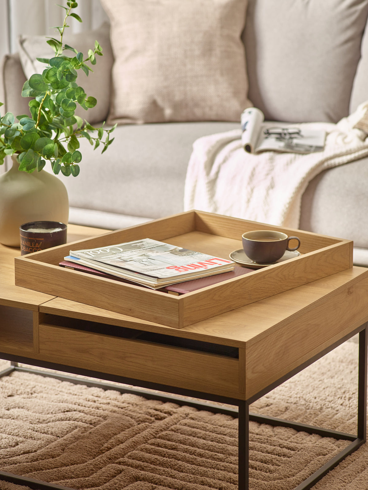 Kade 100cm Oak Effect Rectangular Storage Coffee Table