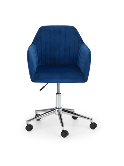 Kahlo Velvet Swivel Office Chair- Blue/Chrome