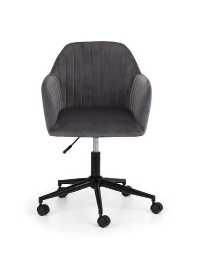 Kahlo Velvet Swivel Office Chair- Grey/Black