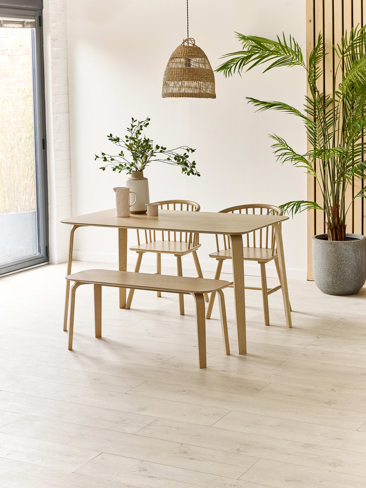 Kaito Oak Curved Leg Bench