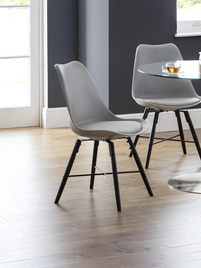 Kari Dining Chairs - Grey Seat & Black Legs (Set Of 2)