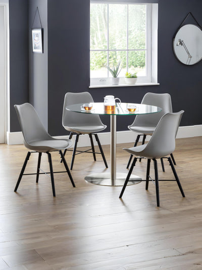 Kari Dining Chairs - Grey Seat & Black Legs (Set Of 2)