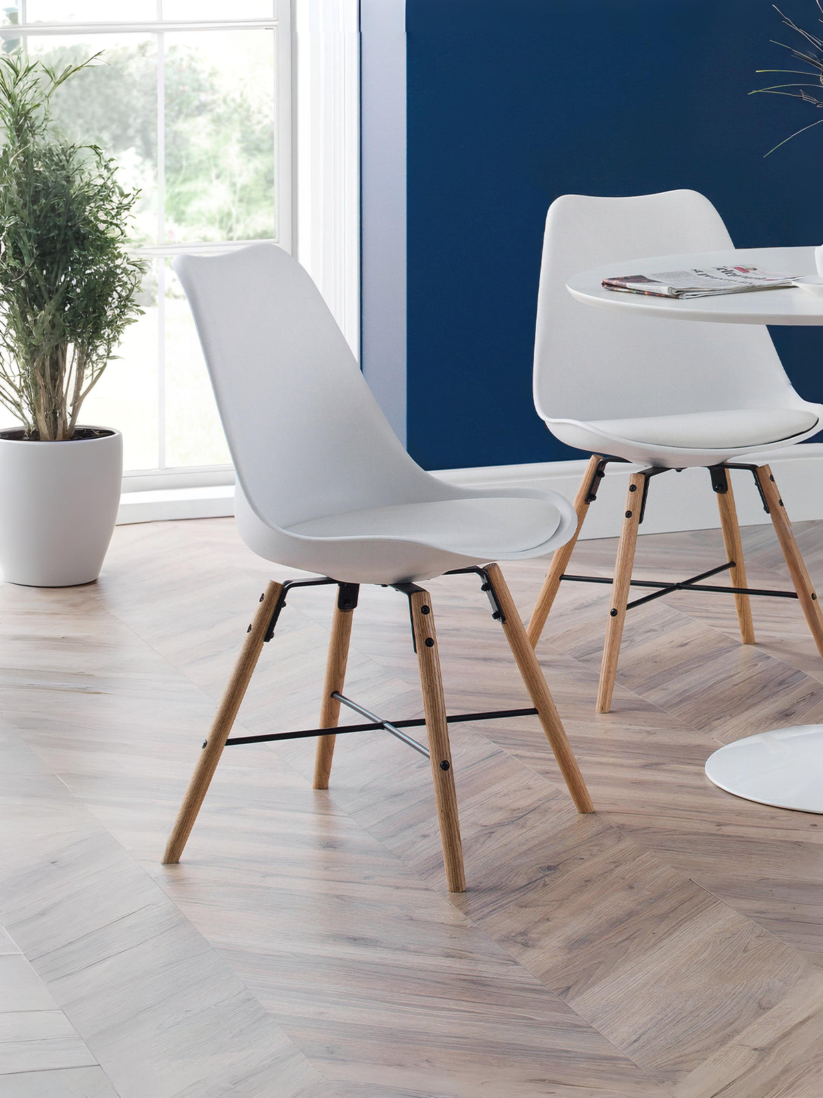 Kari Dining Chairs - White Seat & Oak Legs (Set of 2)
