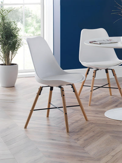 Kari Dining Chairs - White Seat & Oak Legs (Set of 2)