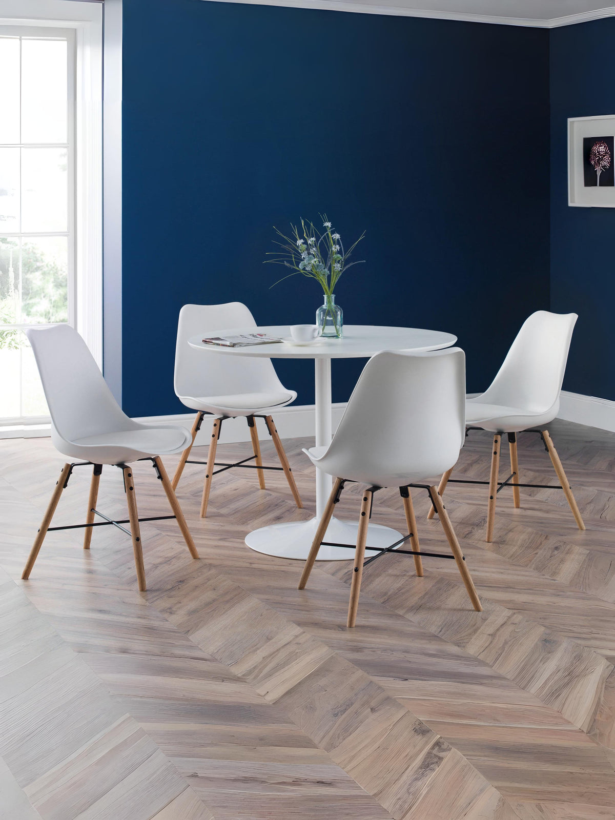 Kari Dining Chairs - White Seat & Oak Legs (Set of 2)