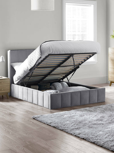 Katie Ottoman Storage Bed Frame - Grey Velvet – Julian Bowen, view 2