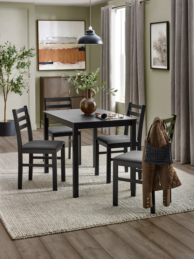 Keats Black Rectangular Table with 4 Chairs Dining Set