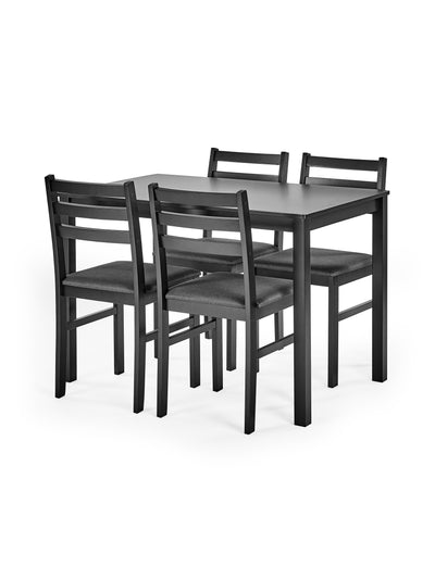 Keats Black Rectangular Table with 4 Chairs Dining Set