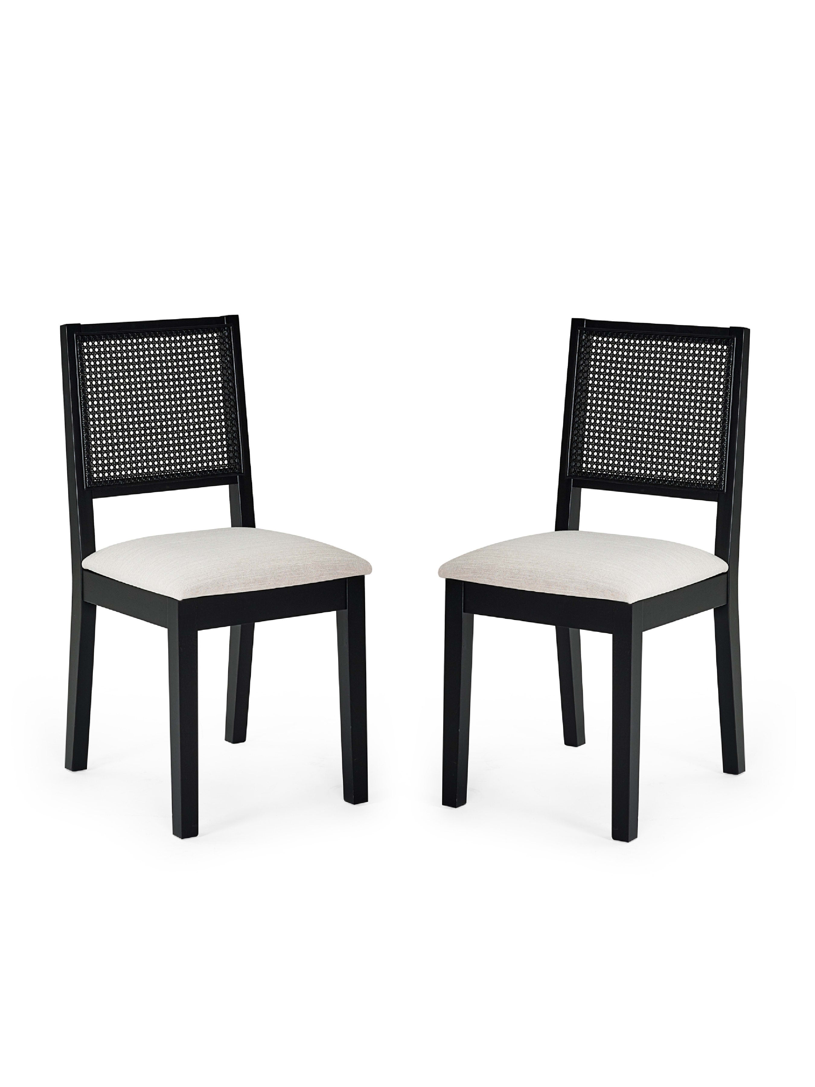 Knoxley Set of 2 Black Oak Rattan Back Dining Chairs – Black Oak Effect