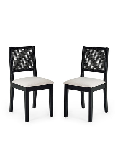 Knoxley Set of 2 Black Oak Rattan Back Dining Chairs – Black Oak Effect