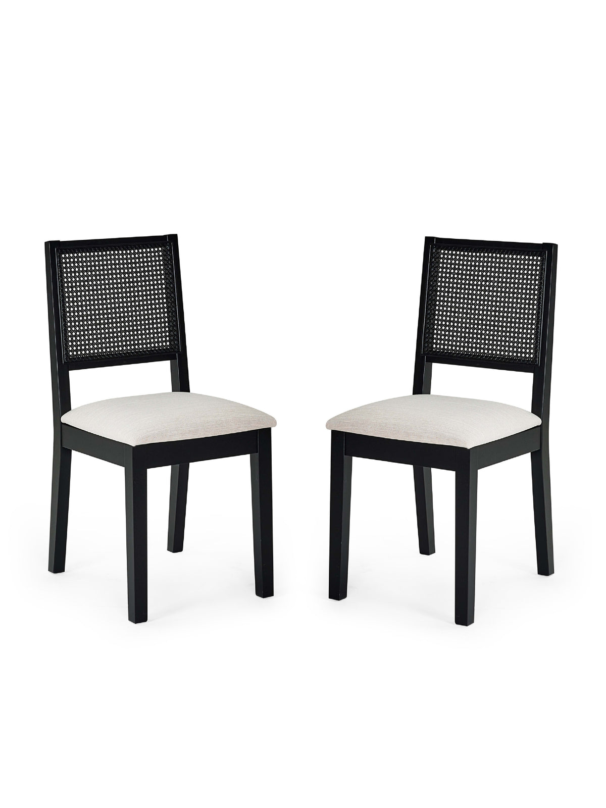 Knoxley Set of 2 Black Oak Rattan Back Dining Chairs – Black Oak Effect