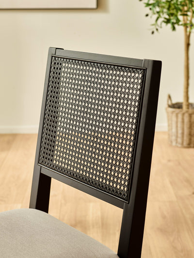 Knoxley Set of 2 Black Oak Rattan Back Dining Chairs – Black Oak Effect