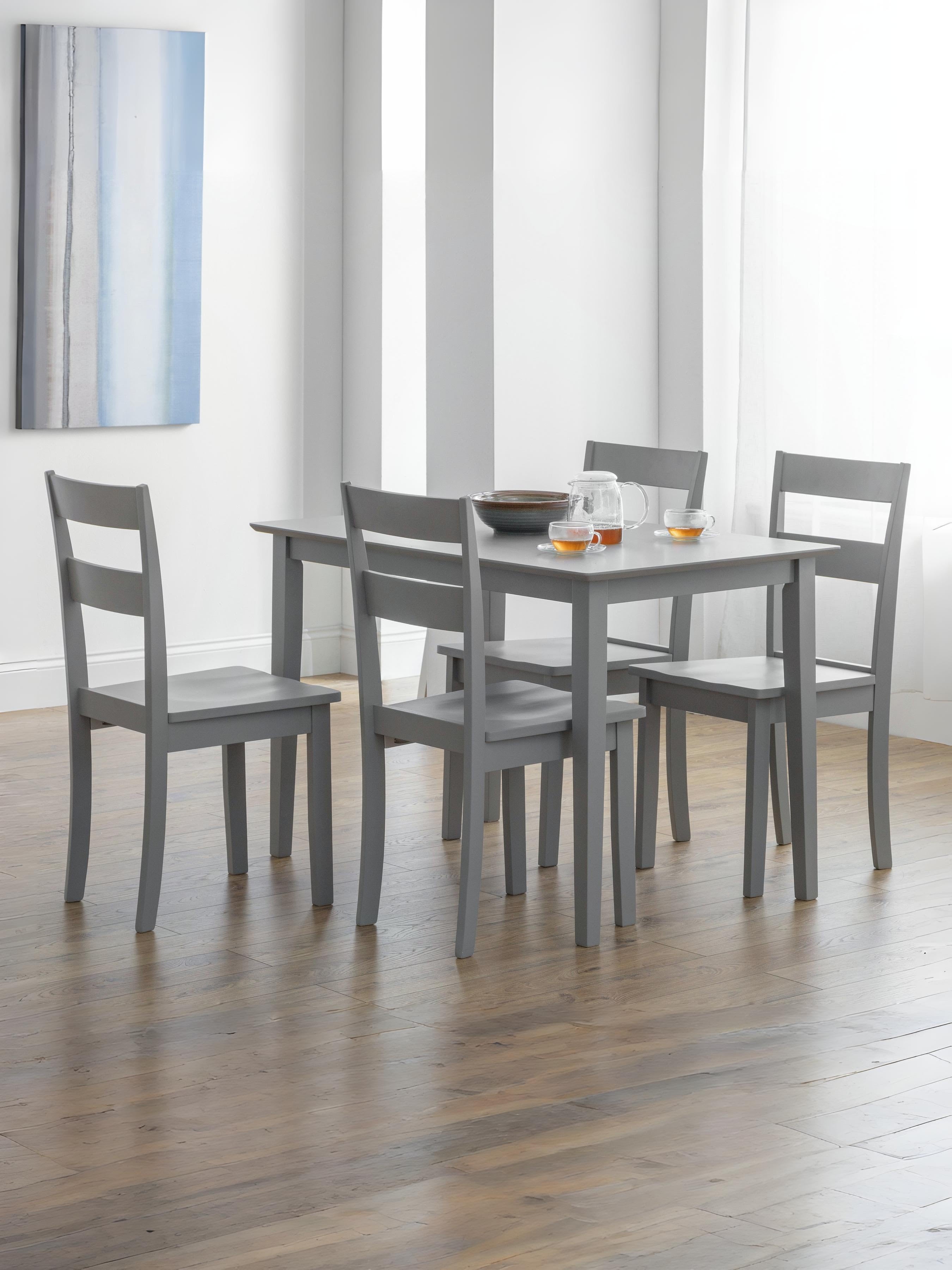 Kobe Rectangular Table and 4 Kobe Chairs – Grey
