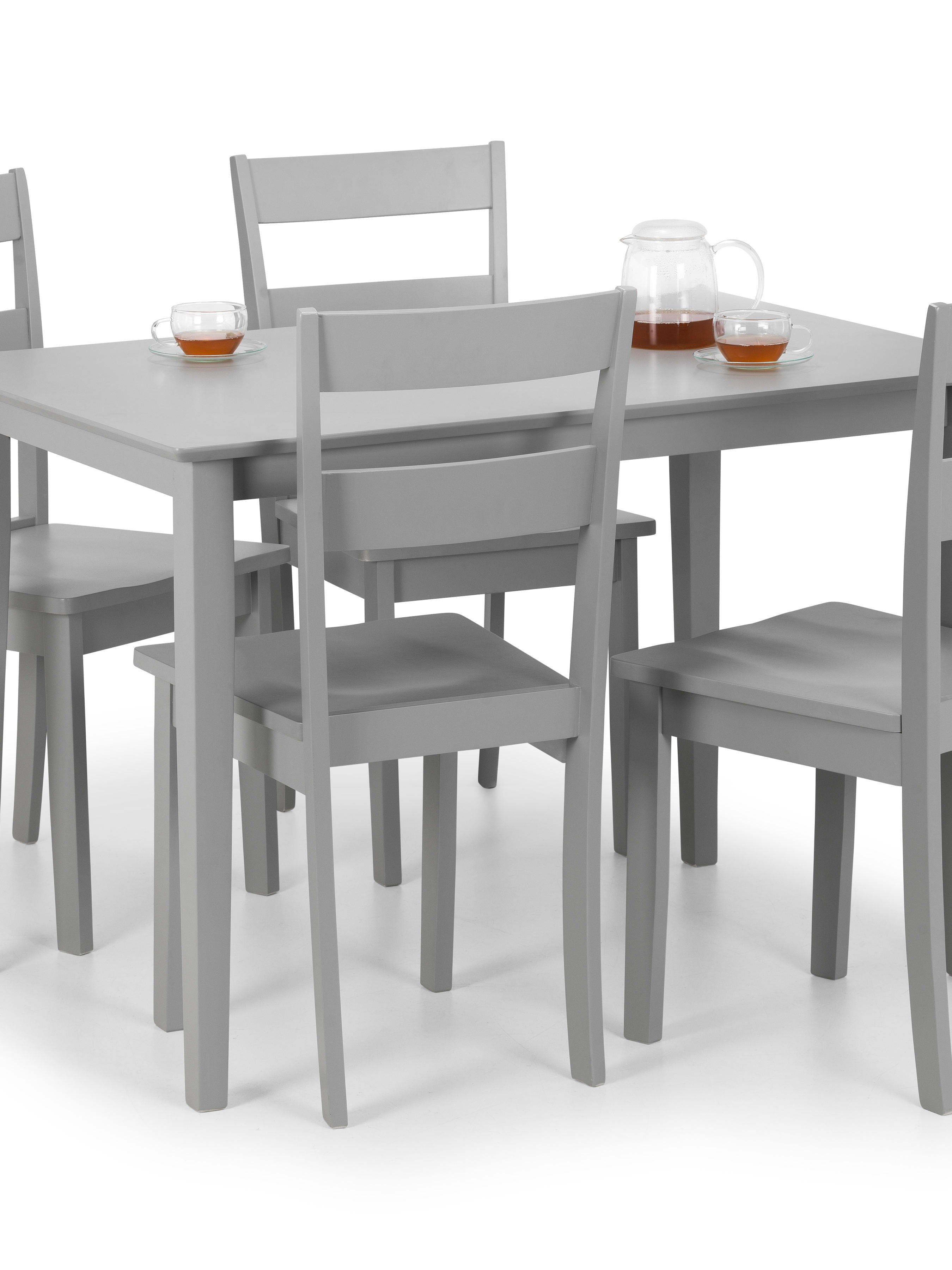 Kobe Rectangular Table and 4 Kobe Chairs – Grey