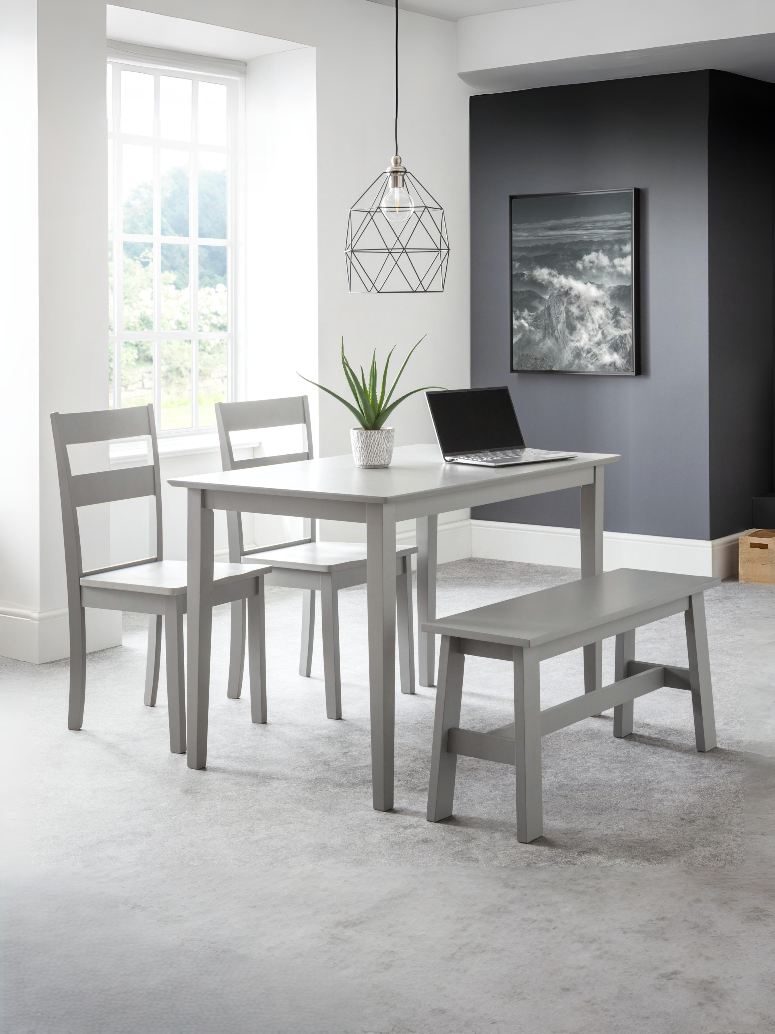 Kobe Rectangular Table, 1 Kobe Bench and 2 Kobe Chairs – Grey