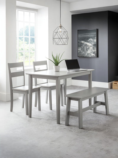 Kobe Rectangular Table, 1 Kobe Bench and 2 Kobe Chairs – Grey