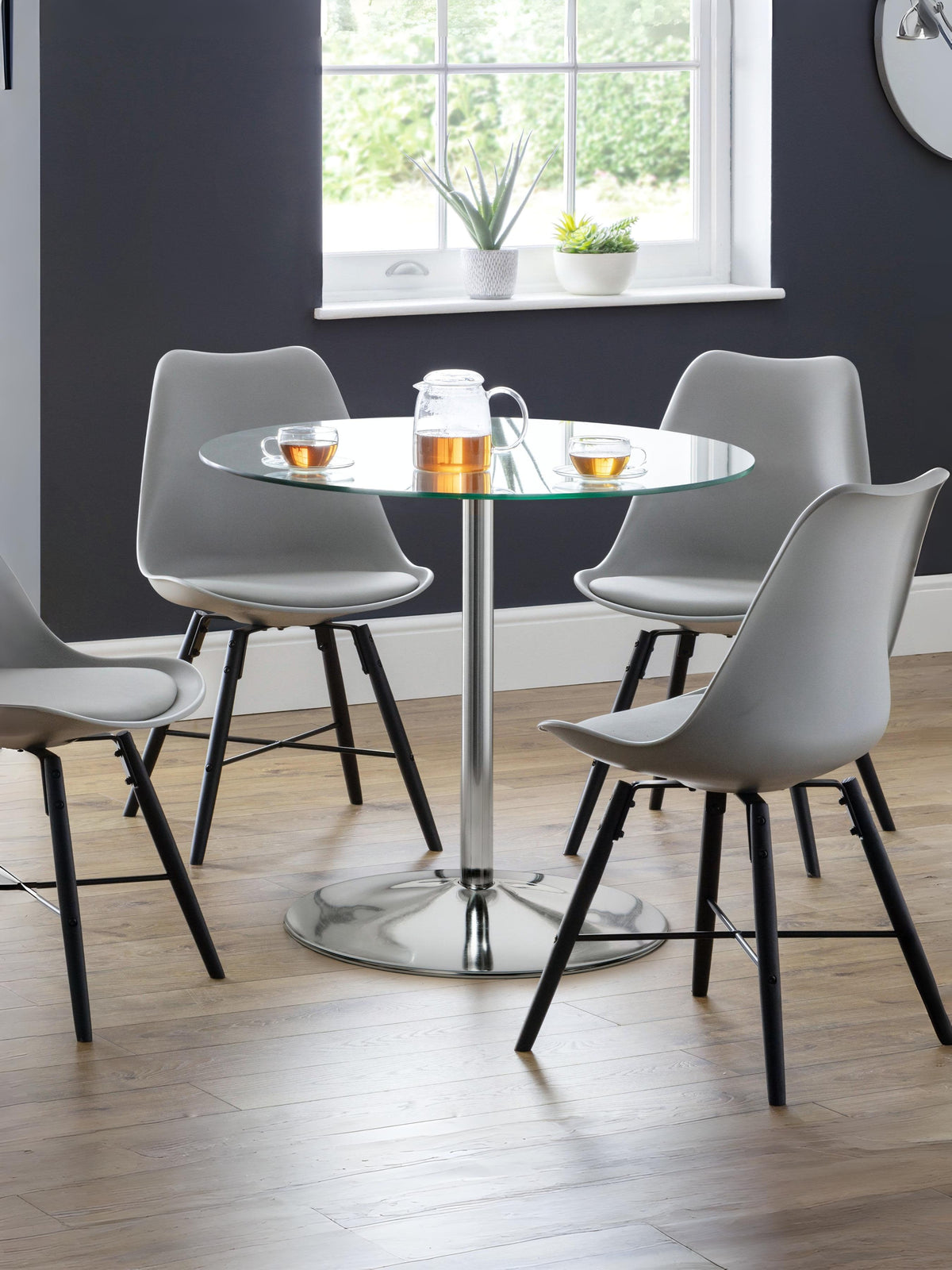 Kudos Chrome & Glass Pedestal Table