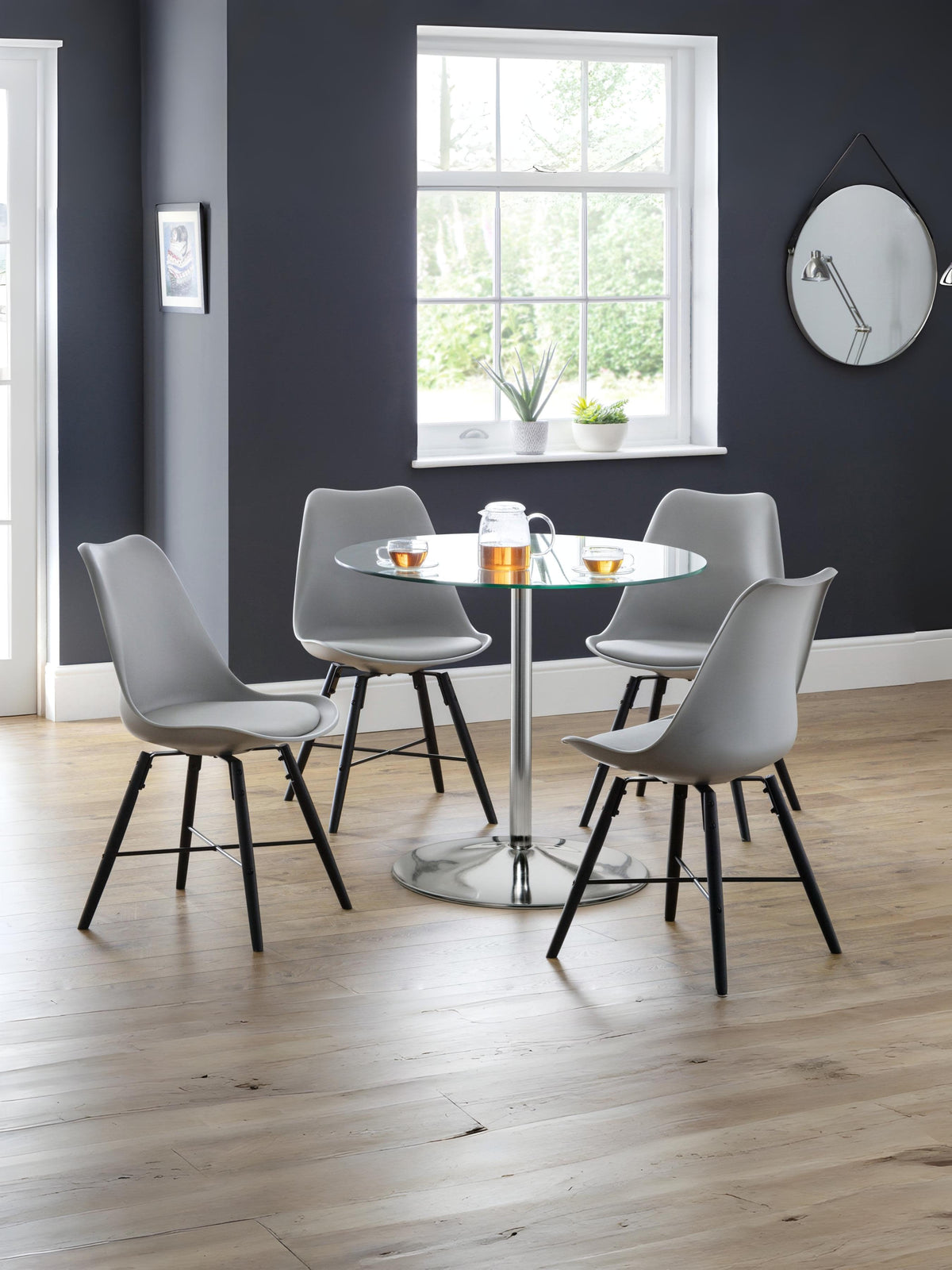 Kudos Chrome & Glass Pedestal Table