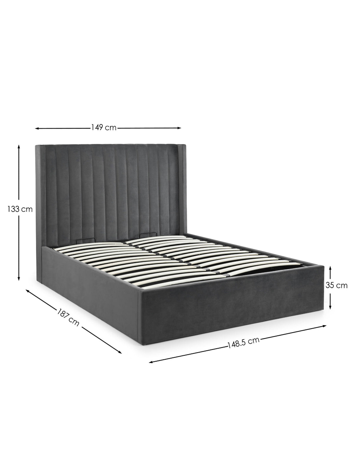 Langham Scalloped Headboard Storage Bed - Grey