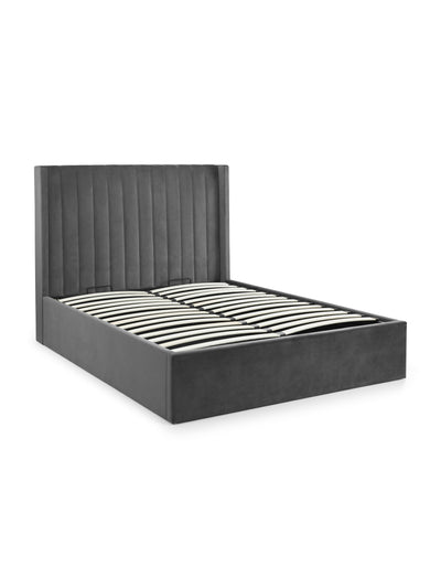 Langham Scalloped Headboard Storage Bed - Grey