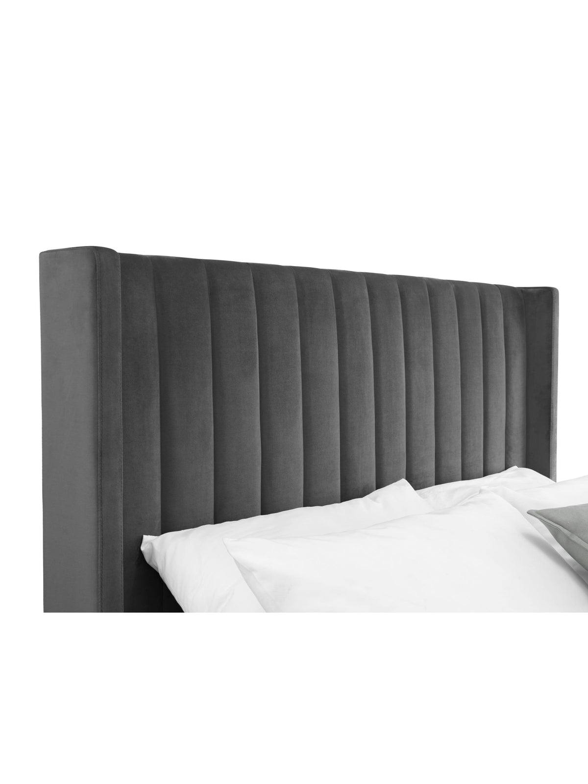 Langham Scalloped Headboard Storage Bed - Grey