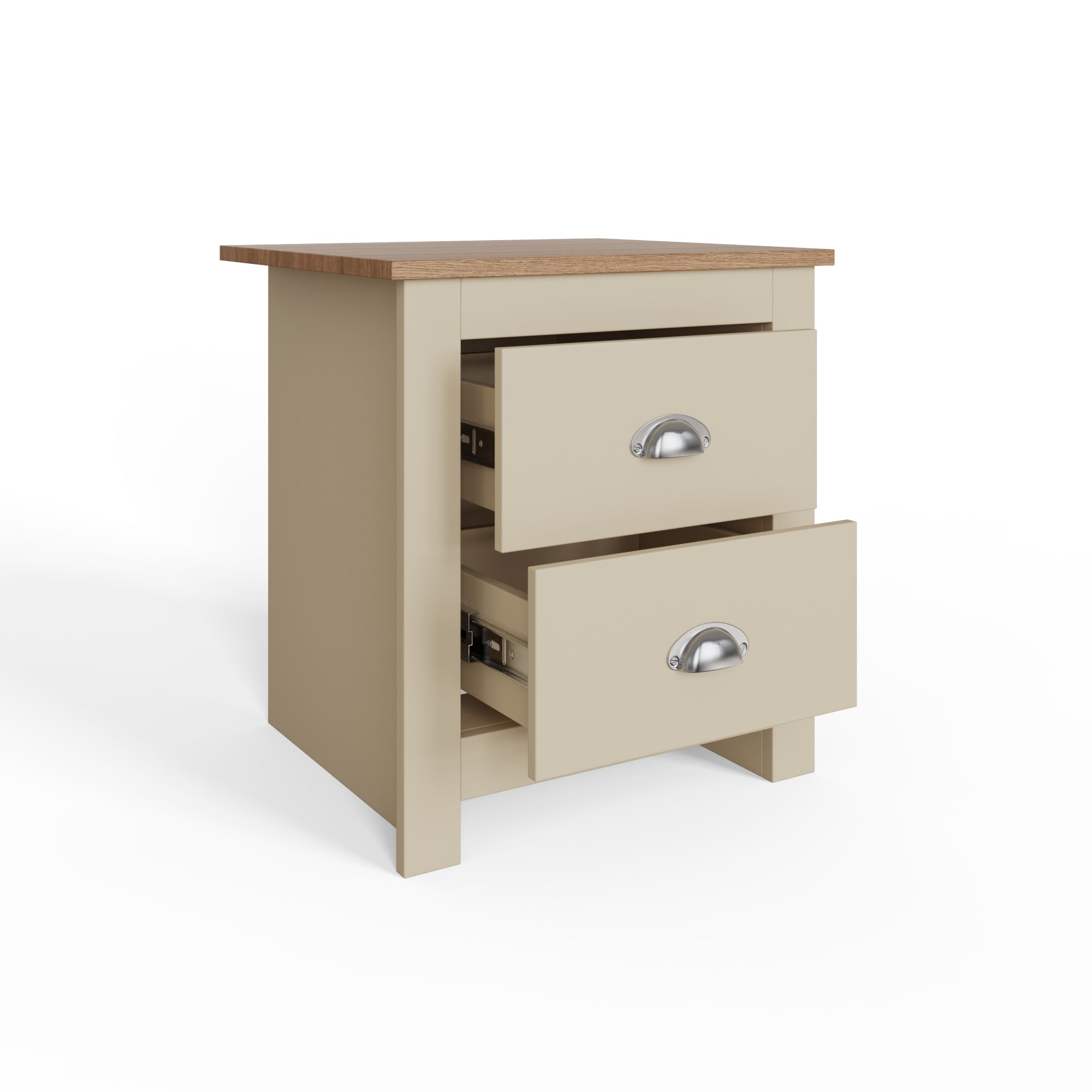 Lancaster 2 Drawer Bedside Cream – GFW, view 3