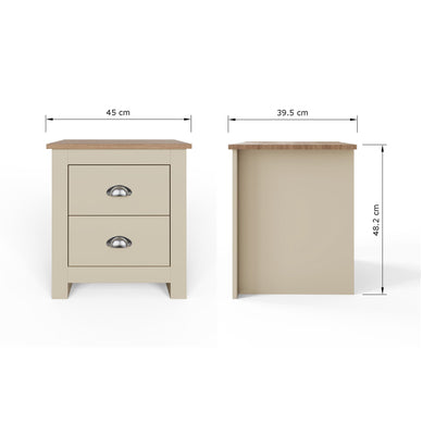 Lancaster 2 Drawer Bedside Cream – GFW, view 7
