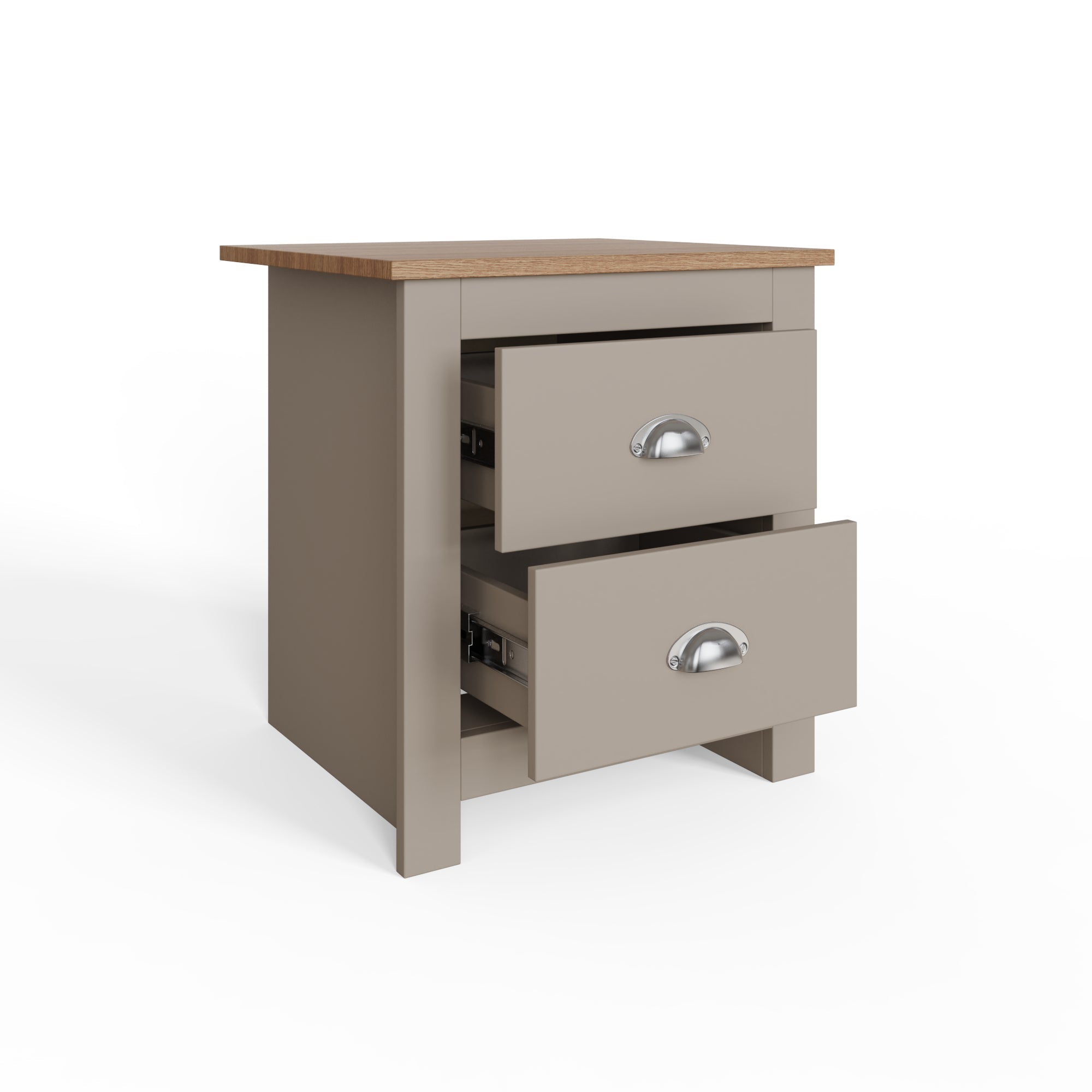 Lancaster 2 Drawer Bedside Grey – GFW, view 3