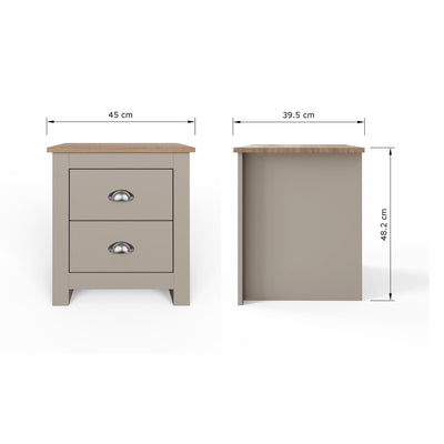 Lancaster 2 Drawer Bedside Grey – GFW, view 7
