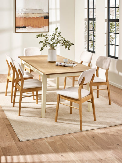 Larissa Natural Oak Effect 173–251cm Extending Dining Table – Ivory and Natural Oak