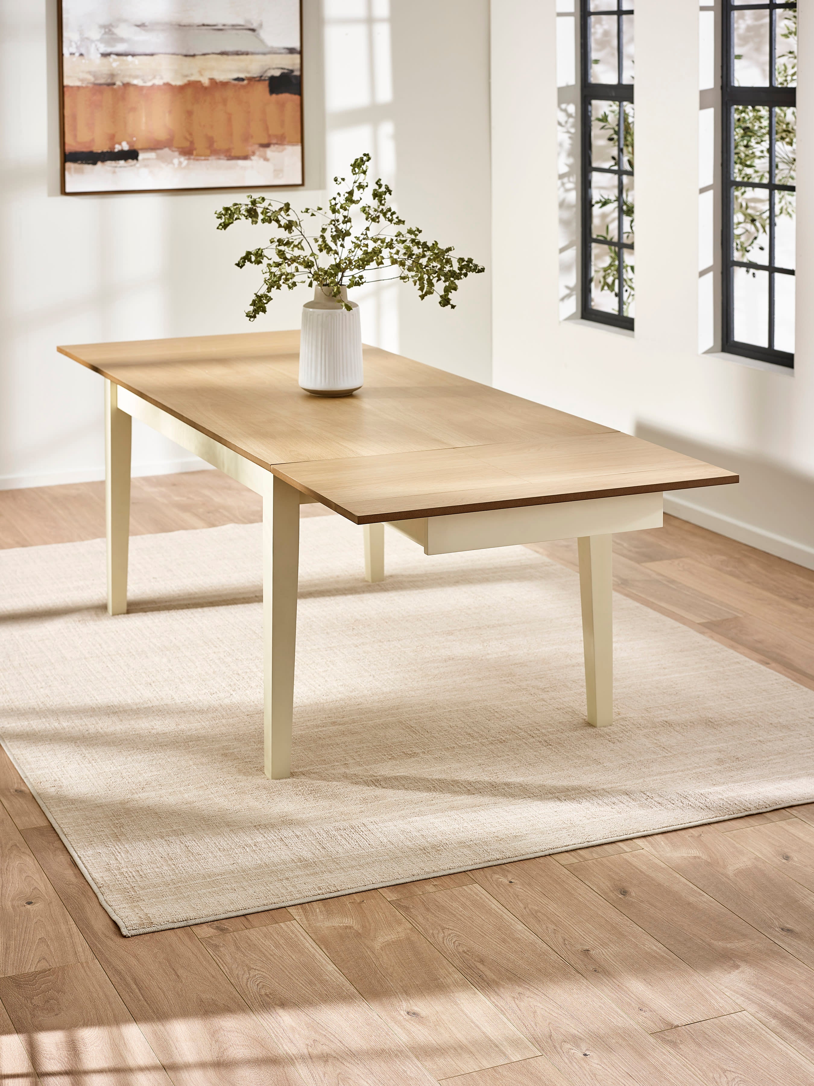 Larissa Natural Oak Effect 173–251cm Extending Dining Table – Ivory and Natural Oak
