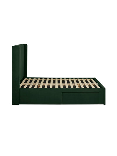 Leila Bottle Green Dual Storage Door Bed – Bottle Green Velvet