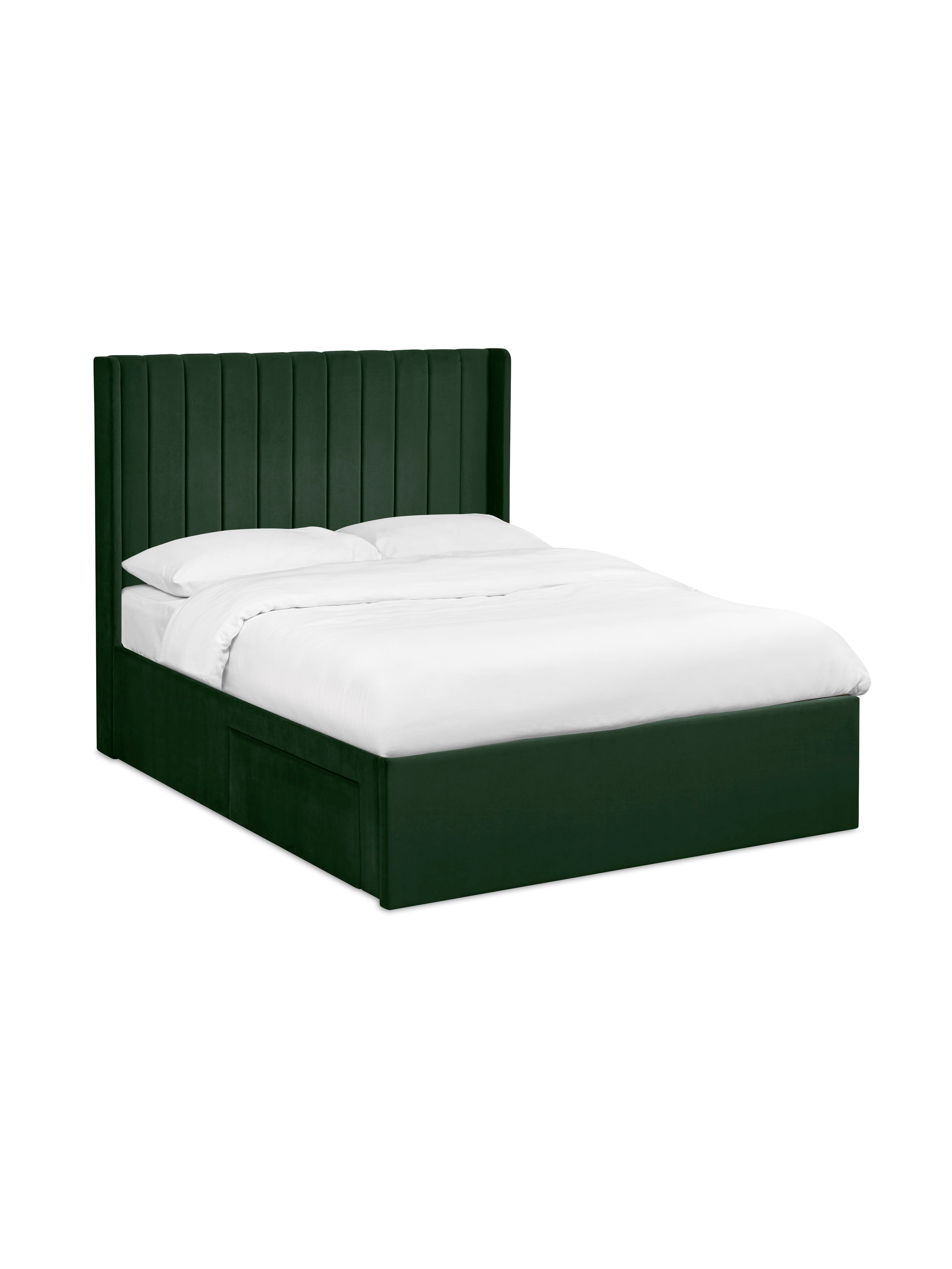 Leila Bottle Green Dual Storage Door Bed – Bottle Green Velvet