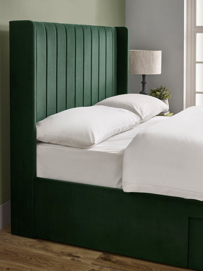 Leila Bottle Green Dual Storage Door Bed – Bottle Green Velvet