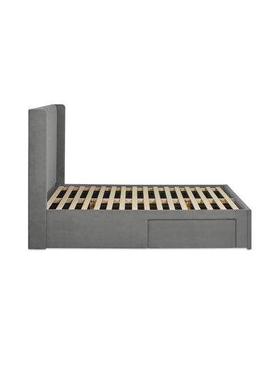 Leila Steel Grey Dual Storage Door Bed – Steel Grey Velvet