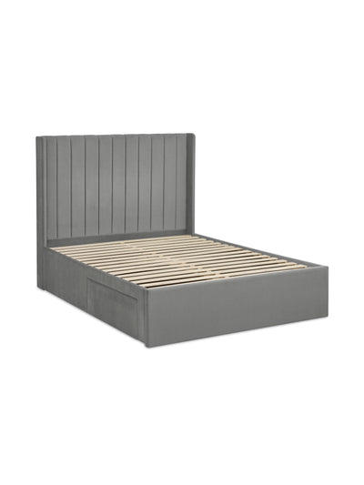 Leila Steel Grey Dual Storage Door Bed – Steel Grey Velvet