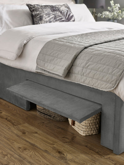 Leila Steel Grey Dual Storage Door Bed – Steel Grey Velvet