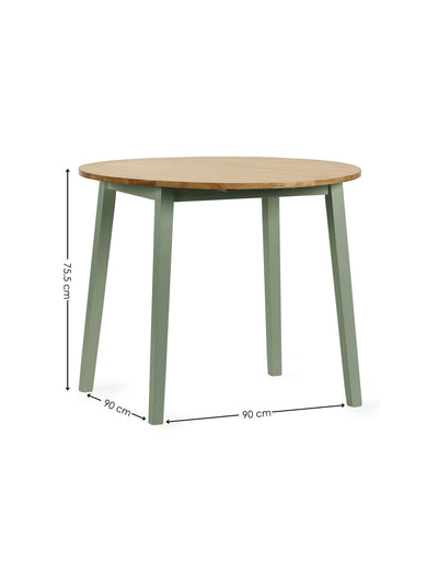 Linwood Dropleaf Round Table and 2 Chairs – Natural Oak Effect and White