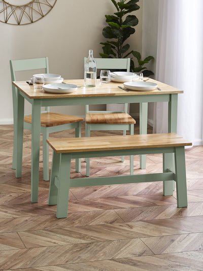 Linwood Sage Green and Natural 114cm Small Rectangular Dining Table – Sage Green and Natural Oak Effect