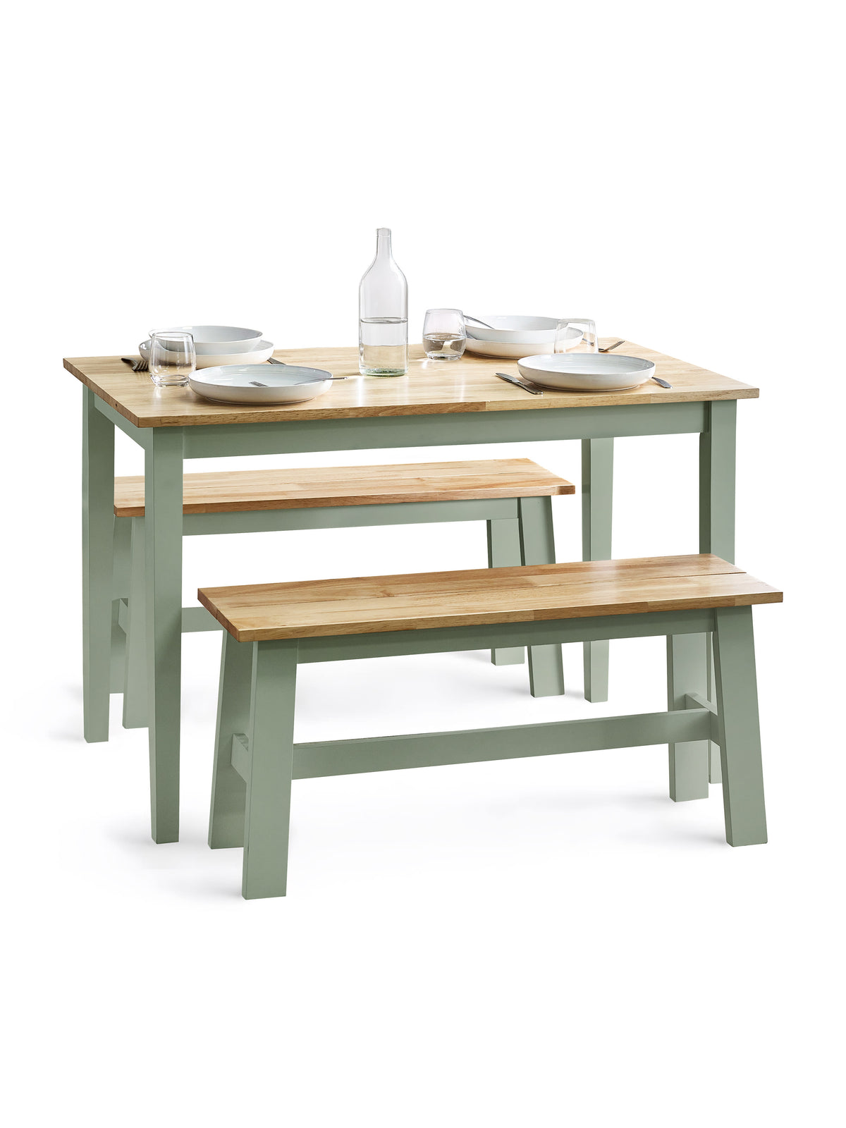 Linwood Sage Green and Natural 114cm Small Rectangular Dining Table – Sage Green and Natural Oak Effect